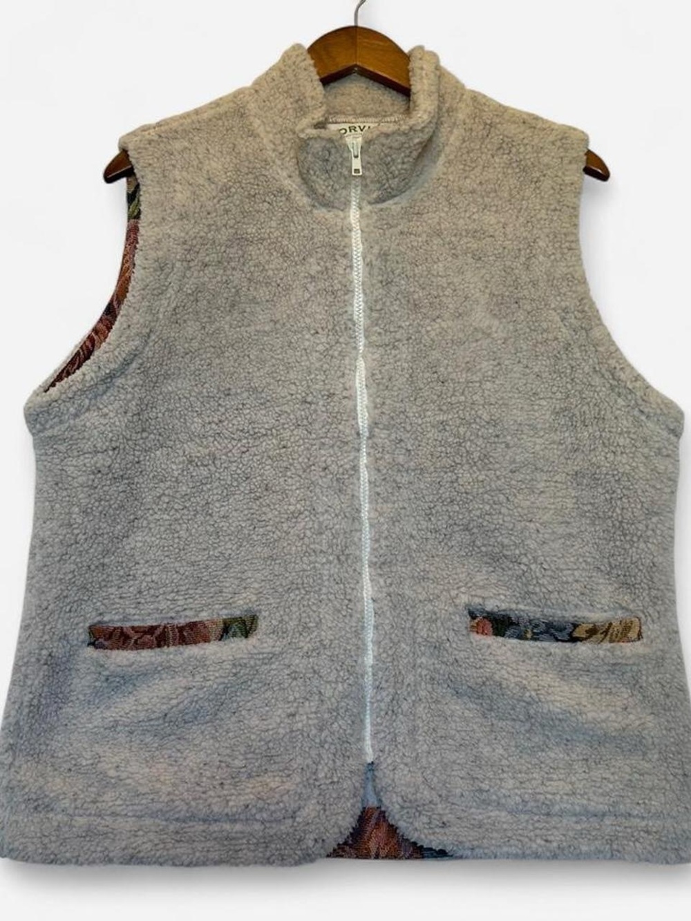Orvis is Sherpa Fleece Zip Vest with Floral Trim